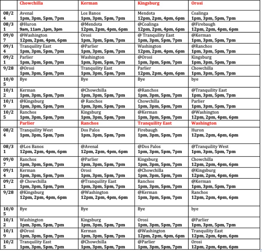 Tri County Schedule